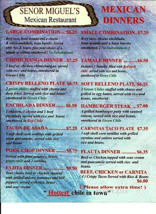 Senor Miguels - Aurora, CO menu_pic