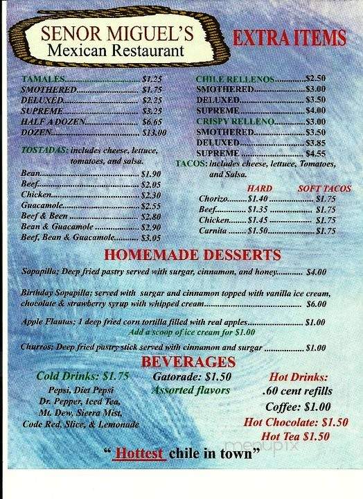 Senor Miguels - Aurora, CO menu_pic