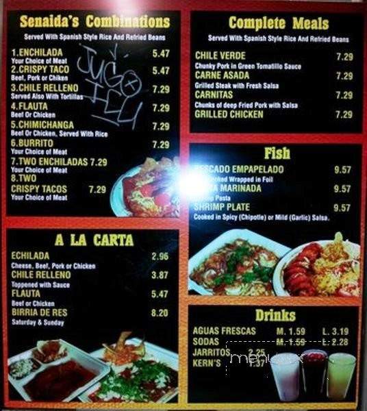 Taqueria Senaida's - Hayward, CA menu_pic