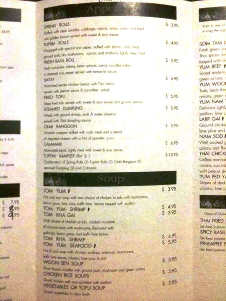 Tuptim Thai - Jacksonville, FL menu_pic