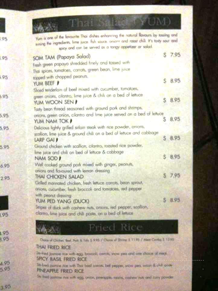 Tuptim Thai - Jacksonville, FL menu_pic