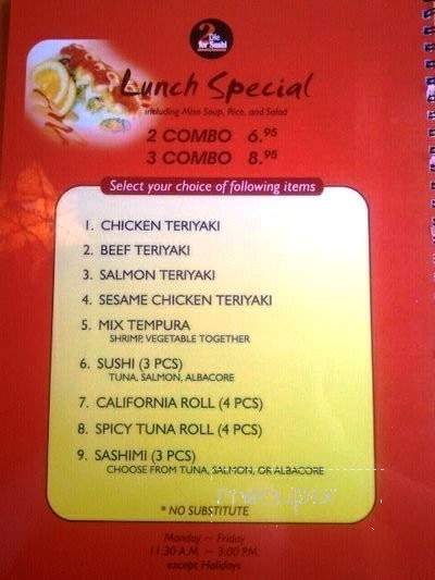2 Die For Sushi - Canoga Park, CA menu_pic