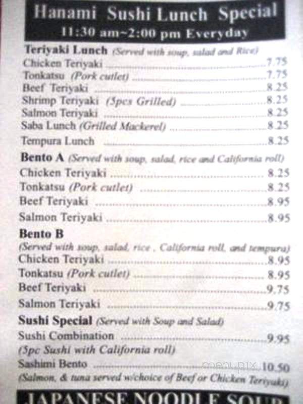 Hanami Sushi - Morgan Hill, CA menu_pic