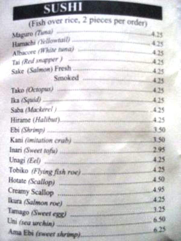 Hanami Sushi - Morgan Hill, CA menu_pic