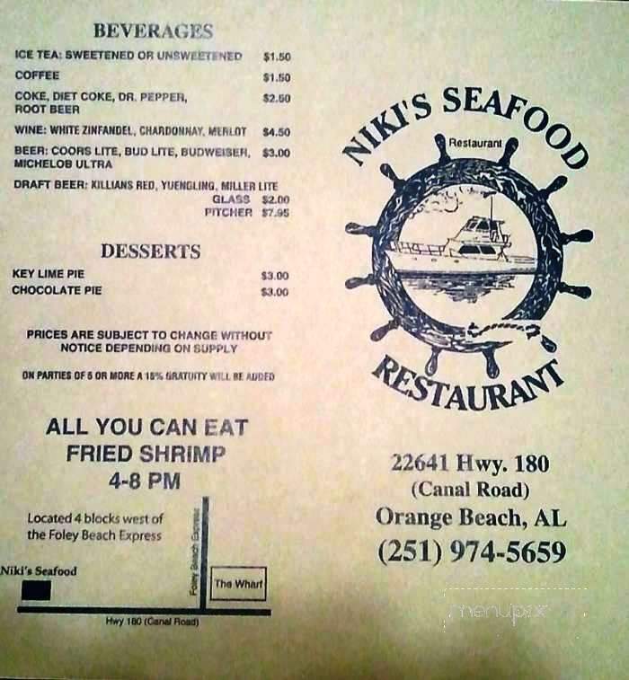 Niki's Seafood and Thai - Orange Beach, AL menu_pic