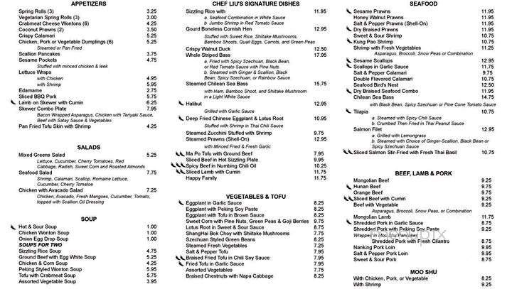 Chef Liu's Authentic Chinese Cuisine - Aurora, CO menu_pic