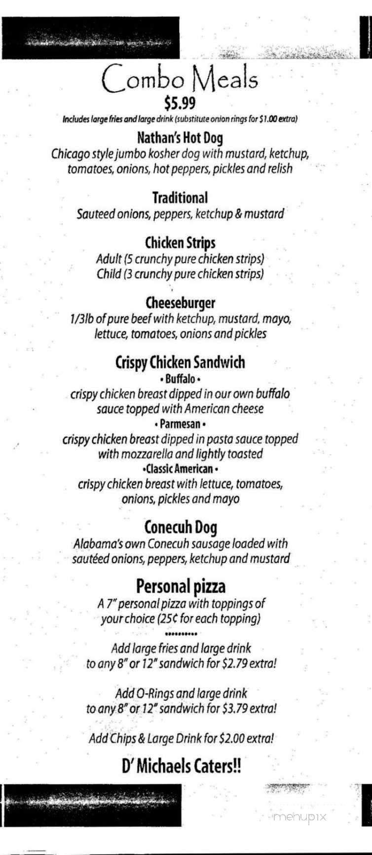 D'Michaels - Theodore, AL menu_pic