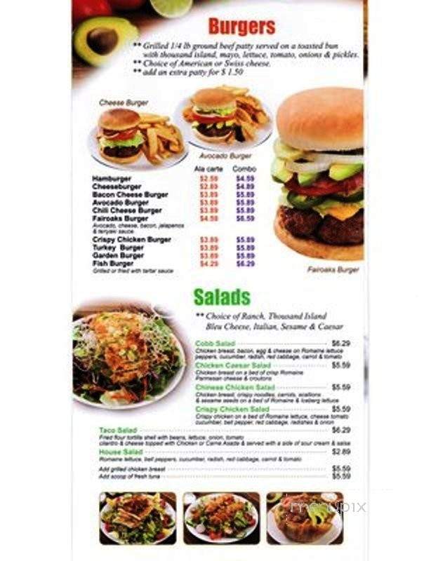 Fair Oaks Burger - Altadena, CA menu_pic