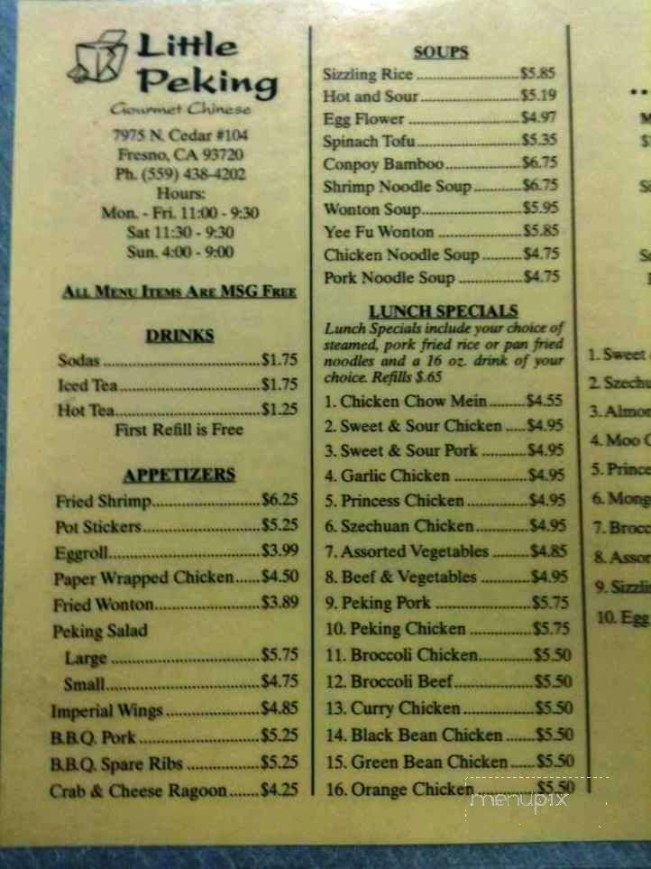 Little Peking Restaurant - Fresno, CA menu_pic