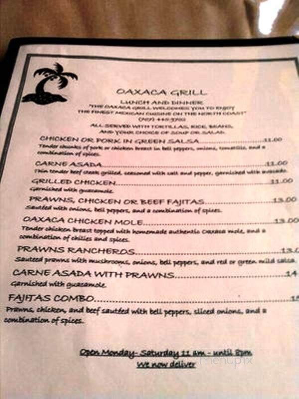 Oaxaca Grill - Eureka, CA menu_pic