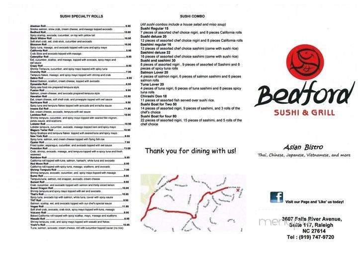Bedford Sushi and Grill - Raleigh, NC menu_pic