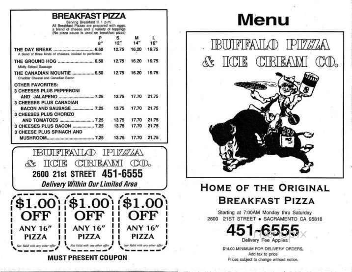 Buffalo Pizza & Ice Cream Co - Sacramento, CA menu_pic