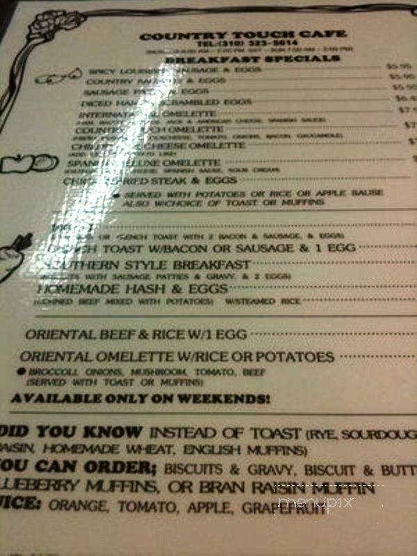 Country Touch Cafe - Torrance, CA menu_pic