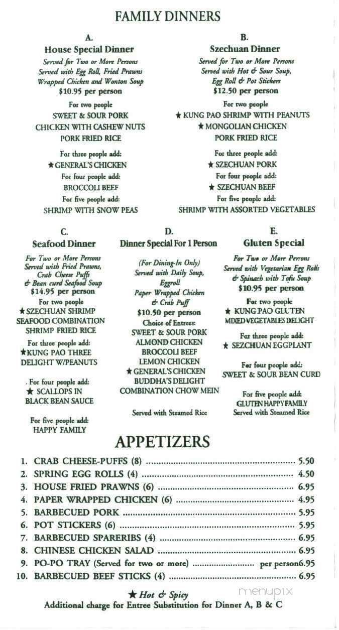 Fred's Szechuan Chinese Restnt - Nevada City, CA menu_pic