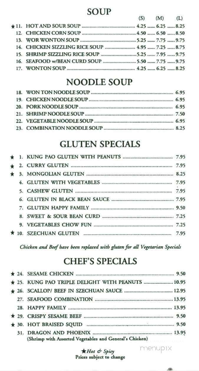 Fred's Szechuan Chinese Restnt - Nevada City, CA menu_pic