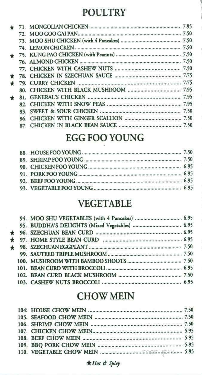 Fred's Szechuan Chinese Restnt - Nevada City, CA menu_pic