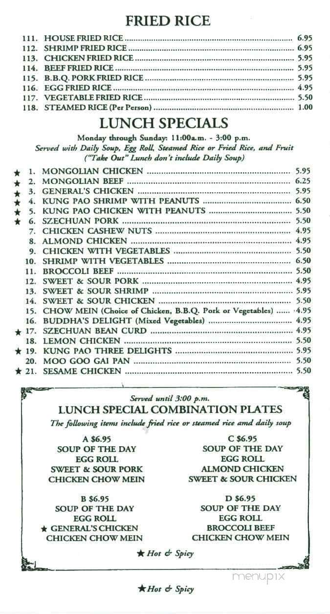 Fred's Szechuan Chinese Restnt - Nevada City, CA menu_pic