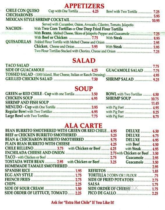 Gregorio's - Lakewood, CO menu_pic