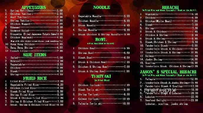 Jason's Japanese Hibachi Express - Trenton, OH menu_pic