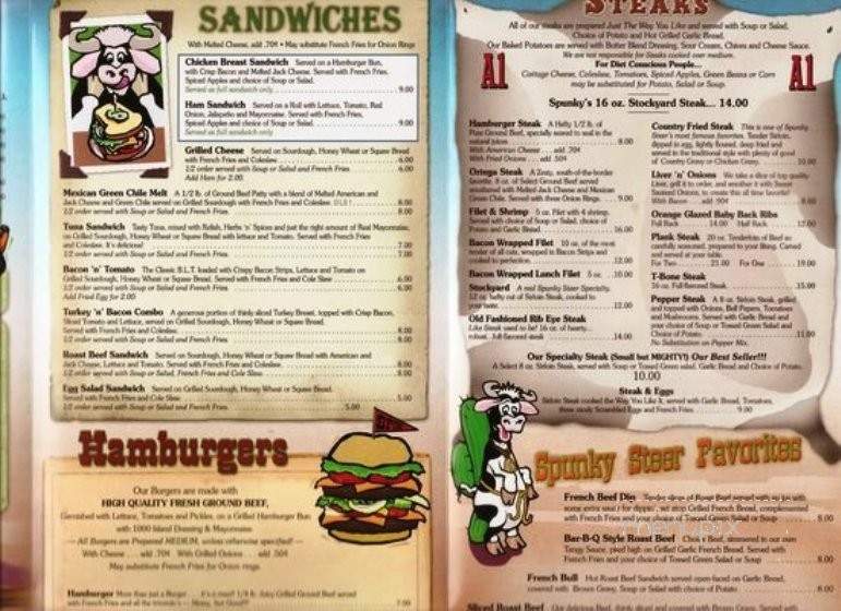 Tony's Spunky Steer - Chino, CA menu_pic