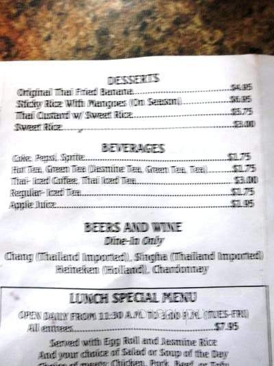 Thai Table - Oceanside, CA menu_pic