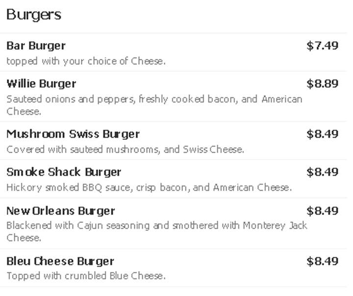 Wilhagan's Of Tuscaloosa - Tuscaloosa, AL menu_pic