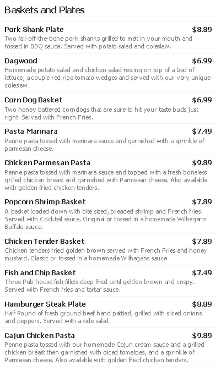 Wilhagan's Of Tuscaloosa - Tuscaloosa, AL menu_pic