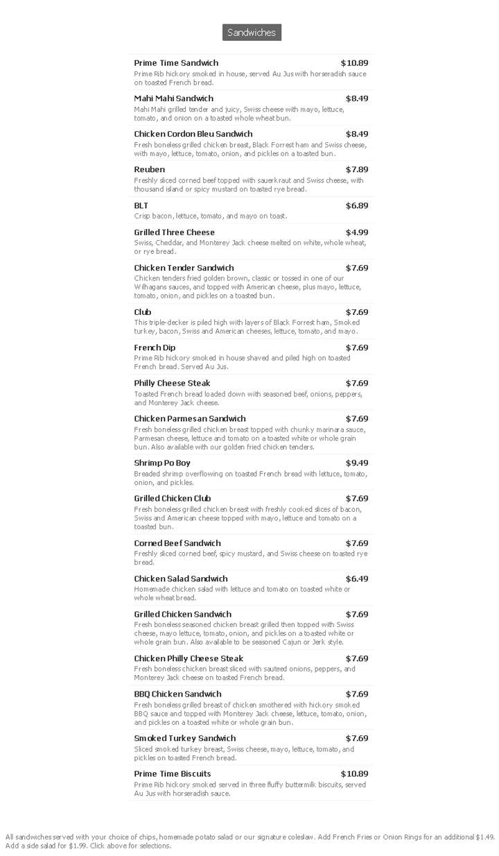 Wilhagan's Of Tuscaloosa - Tuscaloosa, AL menu_pic