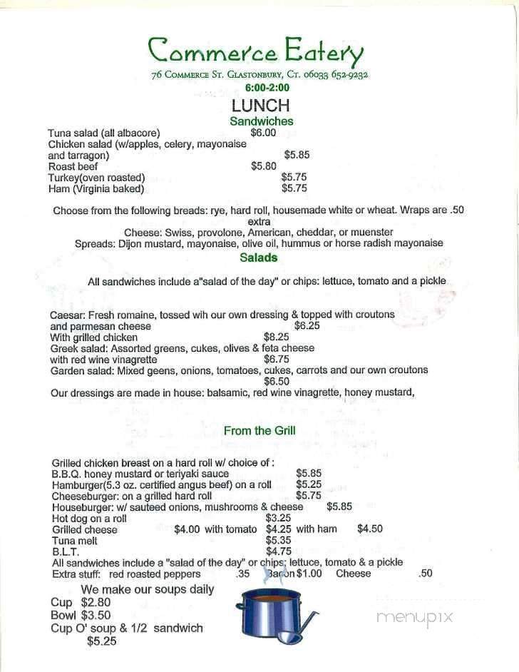 Commerce Eatery - Glastonbury, CT menu_pic