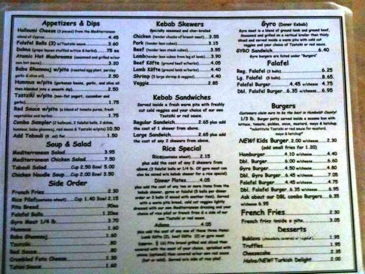 /5560801/Kebab-Cafe-Menu-Arcata-CA - Arcata, CA