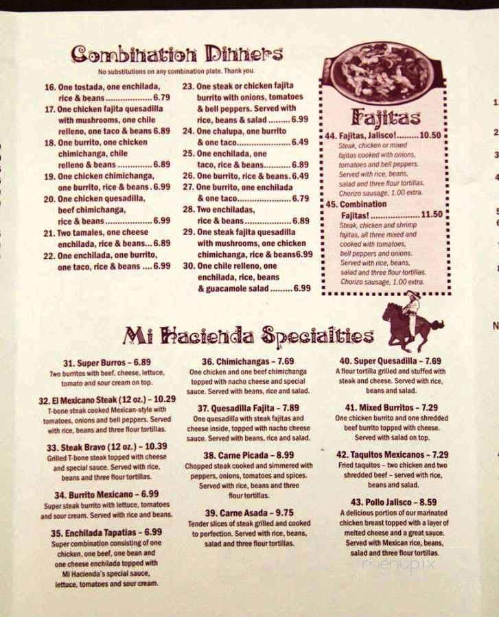 Mi Hacienda Mexican Restaurant - Decatur, AL menu_pic