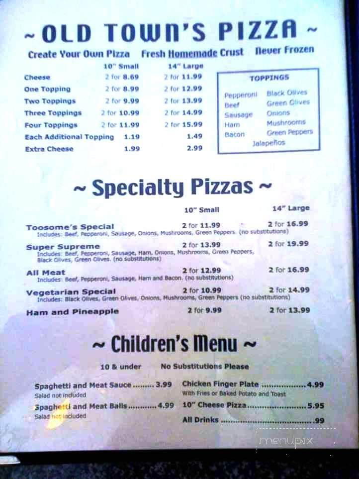 Old Town Grille - Childersburg, AL menu_pic