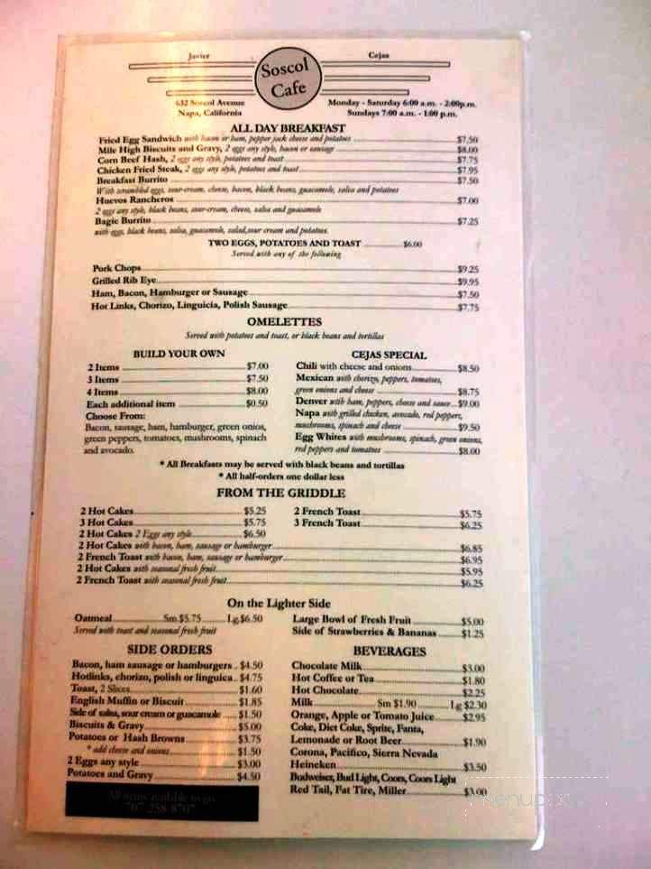 Soscol Cafe - Napa, CA menu_pic