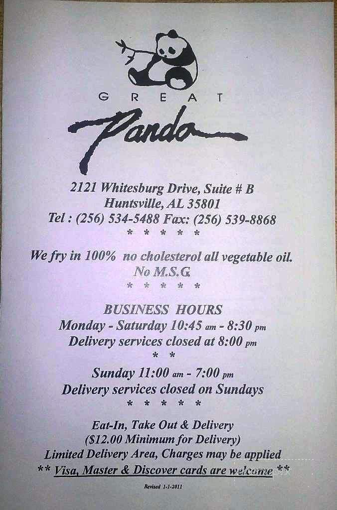 /5206552/Great-Panda-Restaurant-Huntsville-AL - Huntsville, AL