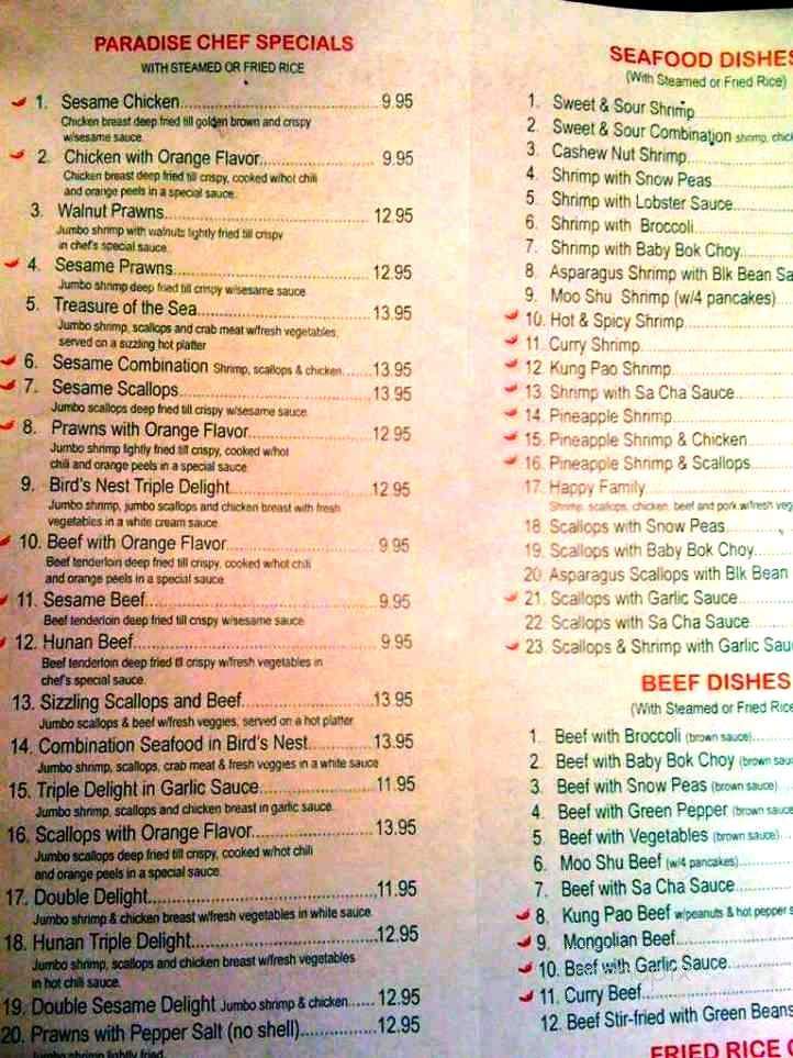 Paradise Asian Cafe - Aurora, CO menu_pic