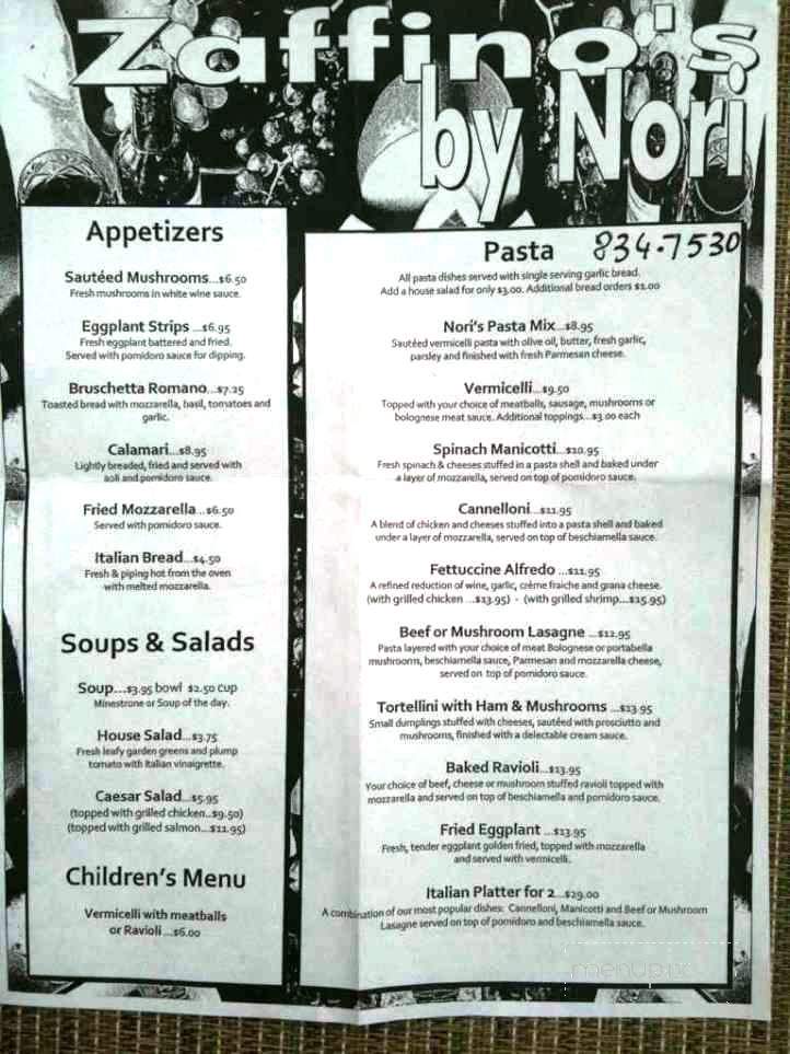Zaffino's Grapevine Cafe - Sherwood, AR menu_pic