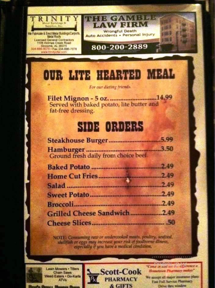 Conestoga Steakhouse - Dothan, AL menu_pic