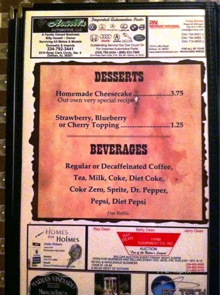 Conestoga Steakhouse - Dothan, AL menu_pic