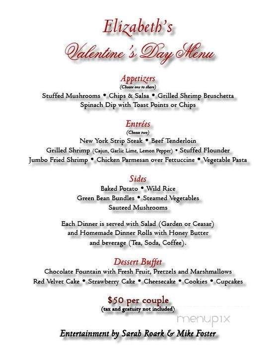 Elizabeth's Restaurant - Batesville, AR menu_pic