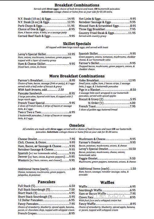 Leroy's Family Restaurant - Anchorage, AK menu_pic