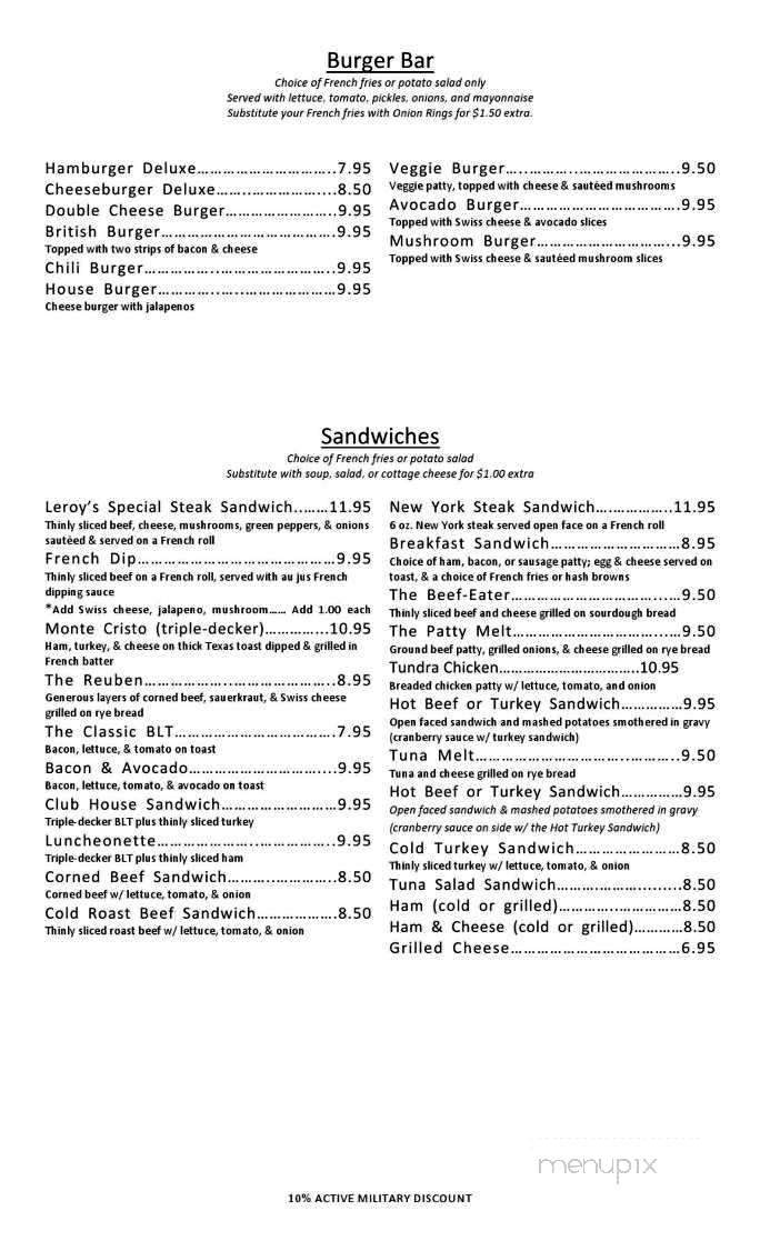 Leroy's Family Restaurant - Anchorage, AK menu_pic