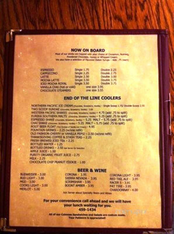 Loose Caboose Cafe - Willits, CA menu_pic