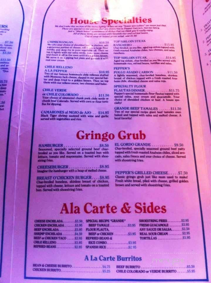 Pepper Garcia's - Santa Maria, CA menu_pic