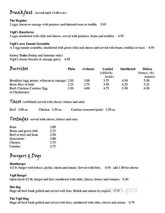 Vigil's - Larkspur, CO menu_pic
