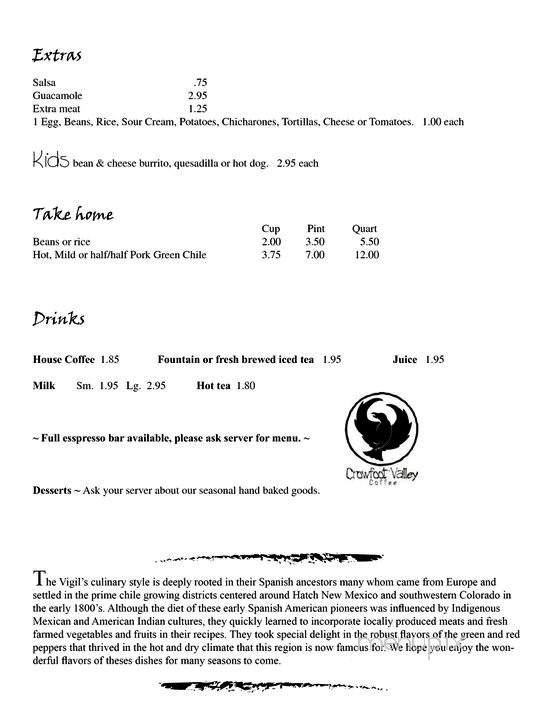 Vigil's - Larkspur, CO menu_pic