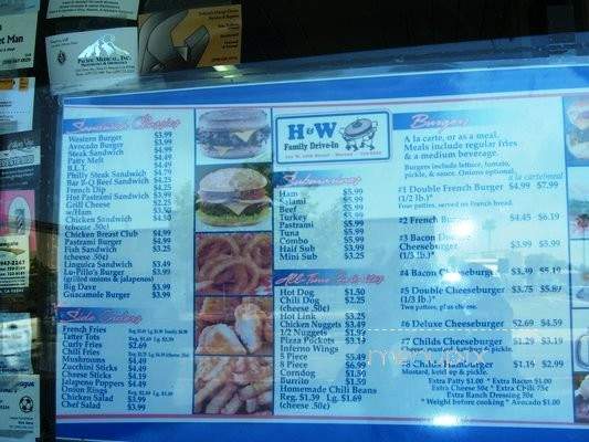 H & W Drive-In - Merced, CA menu_pic