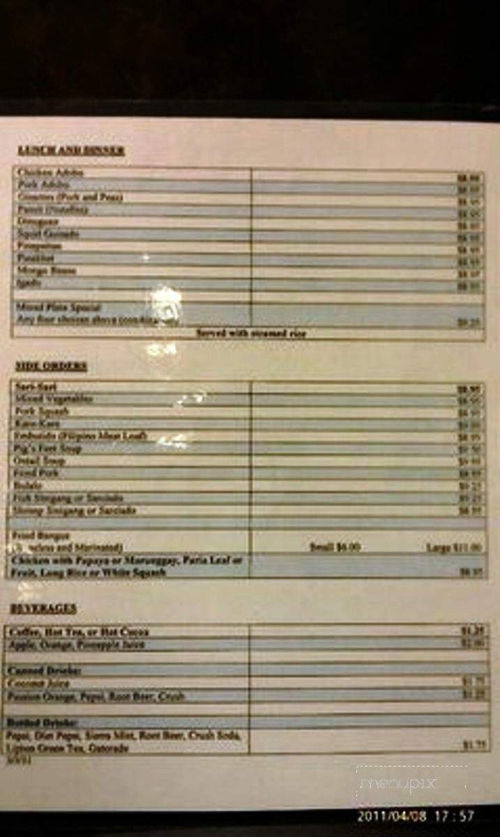 Marilou's Restaurant - Wahiawa, HI menu_pic