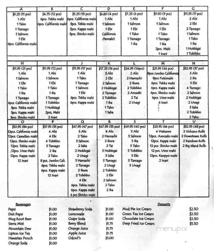 Ocean Sushi Deli - Hilo, HI menu_pic