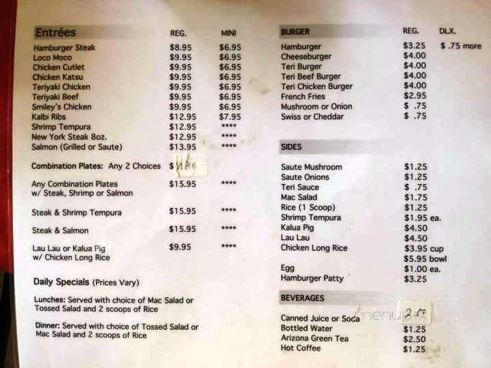 Smiley's Local Grinds - Lihue, HI menu_pic