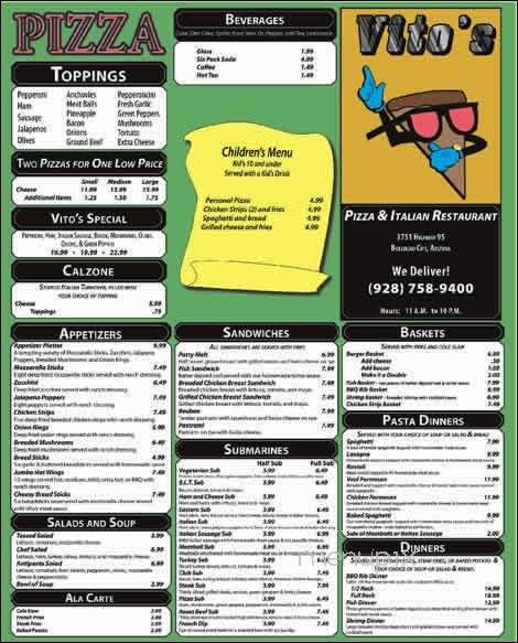 Vito's Pizza - Bullhead City, AZ menu_pic